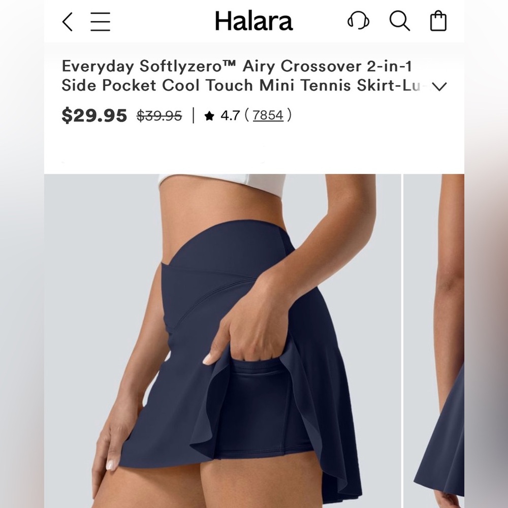 Peacoat Halara: Everyday Softly Zero, Airy Crossover 2-in-1 Tennis Skirt